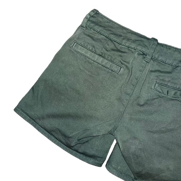 American Eagle Womens Midi Shorts 0 Green Chino Mid Rise Stretch Pockets Logo - Picture 5 of 7